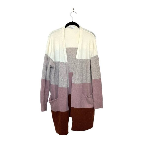 MADEWELL Ryder Stripe Cardigan Sweater In Antique Cream Size S - Picture 1 of 5